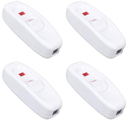 ZHIQIN 4 Pezzi Bianco Interruttore lampada 10A 250 V Interruttore luce Interruttore Bipolare Per 2 O 3 Linea Lampada Da Tavolo Piccoli Elettrodomestici Lampada Da Letto