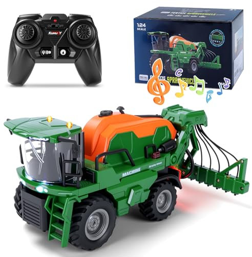 Ulikey Tracteur Enfant, Tracteur Telecommandé avec Irrigation, Jouet Ferme Voiture Telecommandé avec Lumière et Son pour 3 4 5 6 7 8 9 Ans Garçons Filles Cadeau d'anniversaire