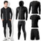 DMVOD 5-teiliges Kompressionsset für Herren, schnelltrocknend, Oberteile, Zubehör, Kleidung, Ausrüstung für Training, Fitnessstudio, sportliches Laufen, Sport Black-L