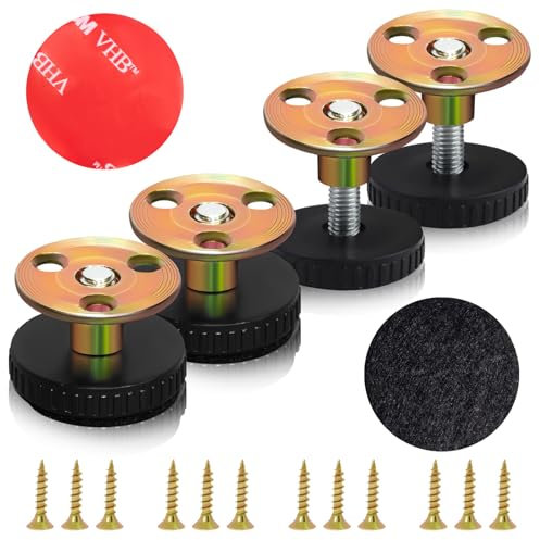 Vipuikos 4 Stück Verstellbare Möbelfüße, Höhenverstellbare Möbelfüße 27-40 mm, Verstellbare Füße mit Dämpfungspads und Montagezubehör, 2 Installationsmethoden, für Schrank Sofas Tische