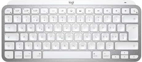 Logitech MX Keys Mini kabellose Bluetooth-Tastatur, für Windows, macOS, iPadOS, Android oder Chrome OS, PC, Mac, Laptop, Smartphone, Tablet, Suisse/Schweizer QWERTZ-Layout - Pale Gray [Bulk]