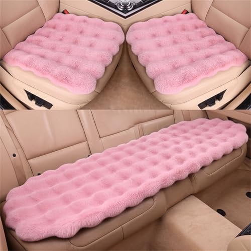 Auto-Sitzbezüge, Plüsch Auto Sitzauflage Sitzkissen Sitzbezüge, Auto Kunstfell Sitzauflage, Winter Warme Autositzbezug, für Autositz, Bürostuhl und meisten Stühle (3-teiliges Set,Rote Bohnenpaste)