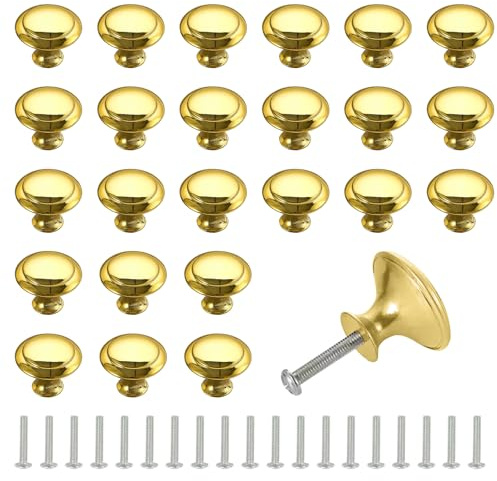 oupados 25 Stück 30MM möbelknöpfe schrankgriffe gold schubladenknöpfe | möbelgriffe gold schrankgriffe gold Modern Schrauben, Runde Türgriffe Schrankgriffe für Möbel,Kleiderschrank,Schubladen