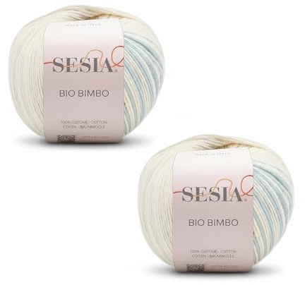 2 Knäuel 100% Bio-Baumwolle, Multicolor Garn, Nadeln 2.5-3, Sesia Bio Bimbo, zum Stricken und Häkeln (2, Mehrfarbig - 3210)