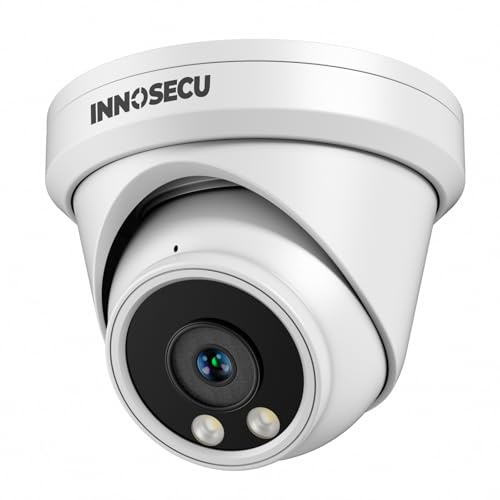 INNOSECU 4MP PoE Camera Outdoor Indoor Wired Security IP Camera Waterproof IP67 Human/Vehicle Detection 2.8mm Wide Angle Lens 110° Night Vision 30M Microphone