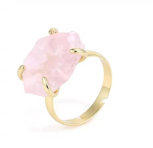 Hasdnker Bagues Bague Bijoux Femme Hommes Bague en Cristal Irrégulier De Luxe Couleur Or Arc-en-Ciel avec Pierre Blanche Réglable, Bijou De Saint-Valentin, 1 Pièce