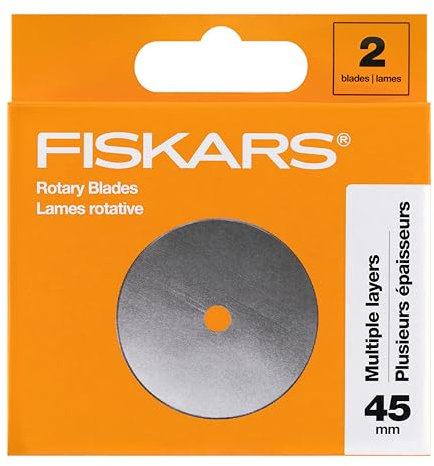 Fiskars 45 mm Rotationsklinge, 2 Stück, Ersatzklingen für Rollschneider, Präzisionsschneiden zum Quilten und Nähen