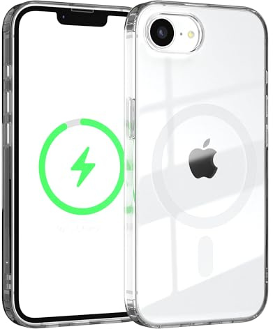EAZY CASE Hülle für iPhone 16e kompatibel mit Qi Charging Ultra Aufprallschutz Stoßfest und Kratzfest dünne Schutzhülle mit Kameraschutz Silikon Cover Clear Hybrid Handy Case Weiß - Qi Charging