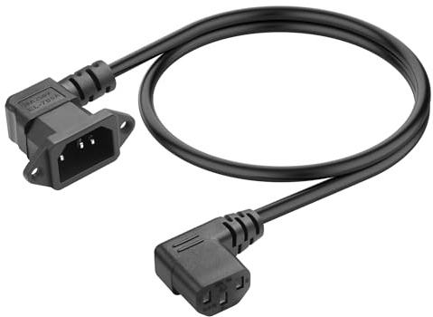 JSADZKJ 90 Degree IEC C13 to C14 Computer Extension Cable,Right Angle C13 Female to Right Angle C14 Male with Panel Mount Cable,C 14 to C 13 PDU Power Cord for Servers,Monitor,PC-0.6m/1.96Ft