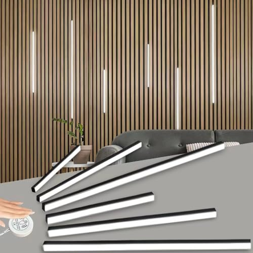 Yamlten Eingebetteter LED für Akustikpaneele, 6 Stück Dimmbar Selbstklebend Licht LED Strip kalt weiß für Wandpaneele Parallel,Akustikpaneel,Unterflurbeleuchtung,schwarzer Kanal