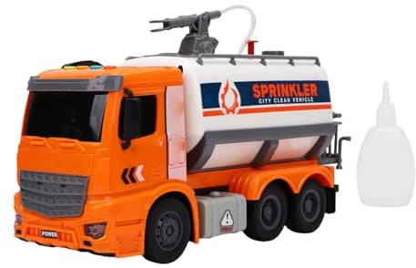 Dilwe Trägheits-Bewässerungs-LKW-Spielzeug, Musik für Kinder und Leuchten, Simulierte Sanitär-Wassersprinkler-LKW-Spielzeugauto-Modell für