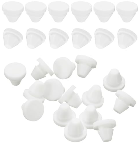 Lot de 50 Bouchons Ronds en Silicone étanches Bouchons pour Trous de Bouteilles de 6 à 7 mm, Embouts de Meubles et Tuyaux, Blanc