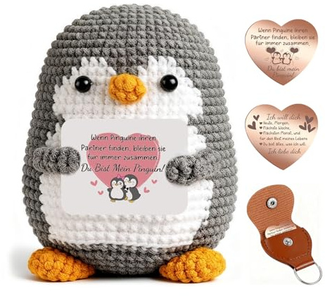 Giftota Jahrestag Geschenk für Ihn Sie - Ich Liebe Dich - Pocket Hug Mini Pinguin - Partner Geschenke - Hochzeitstaggeschenke - Glücksbringer - Für Freundin Freund