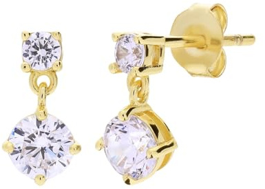Lucardi - Damen Silberne, goldbeschichtete Ohrringe mit Zirkonia für Damen - Ohrringe - 925 Silber - Gelbgold legiert - Nickelfrei