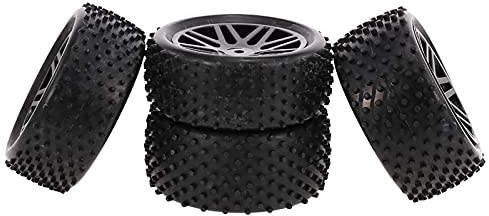 Jxngery 4PCS 1/10 RC Offroad-Reifen Nagelpunkt-Profilmuster V-Loch-Felge für 1/10 HPI RC Buggy (Schwarz)