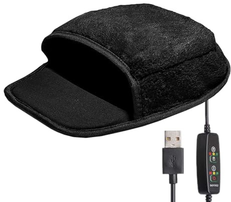 SHERCHPRY USB Heated Mouse Pad Winter Hand Warmer Desktop Mouse Mat with Reinforced Edges Smooth Surface Black Plush Pvc for Office Home