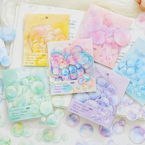 180PCS Scrapbook Zubehör Stickers,Scrapbooking Ästhetic Sticker Bubble Series Für DIY Scrapbooking,Photo Album,Calendar,Notebook Album Fotoalbum Gestalten(Bubble Island)