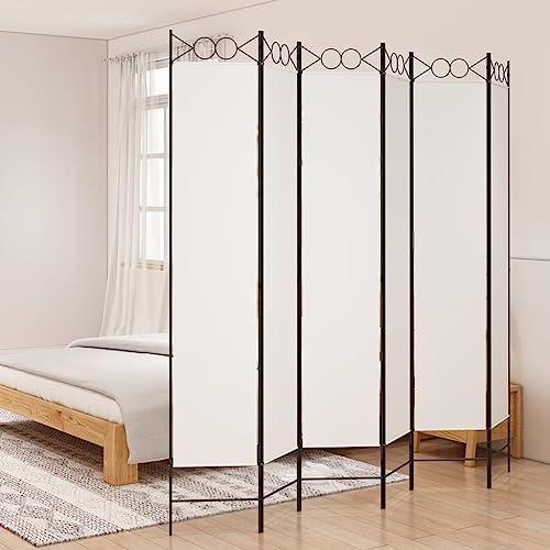 6-TLG. Paravent Weiß Stoff Raumteiler 240x220 cm klappbar, spanische Wand als Sichtschutz und Umkleidekabine, vielseitig für Garten, Indoor und Outdoor wetterfest