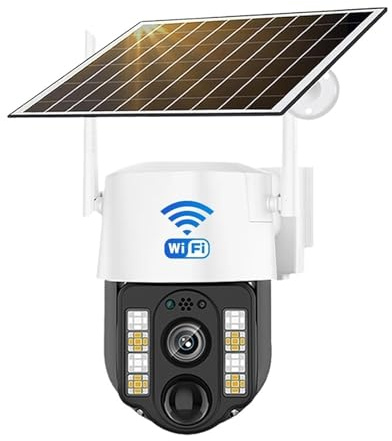 Telecamera solare 4G/WiFi, telecamera IP impermeabile for esterni, rilevamento umano PIR, protezione di sicurezza CCTV, batteria integrata con pannello per magazzino commerciale(WiFi Camera No Card)