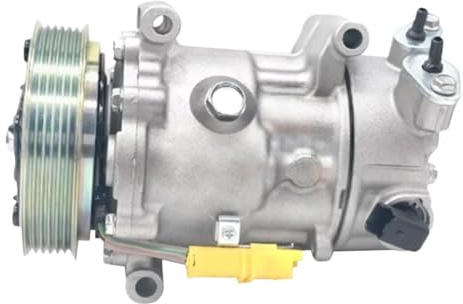 Compresor de aire acondicionado SD6C12 compatible con Peugeot 207, 208, 307, 308, 508 Partner, 9659875780, 9670318880, 9822826880, 6453QJ, 6453QK y 6453WK