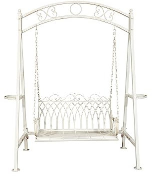 Biscottini Dondolo Altalena da Giardino 2 posti 220x198x100 cm - Panchina Divanetto in ferro - Panca Giardino per Esterno in ferro battuto anticato - Sedia a dondolo da Giardino Esterno