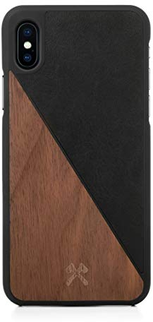 Woodcessories - Coque, Housse Compatible avec iPhone XR en Bois véritable, EcoCase Split (Noyer/Noir)
