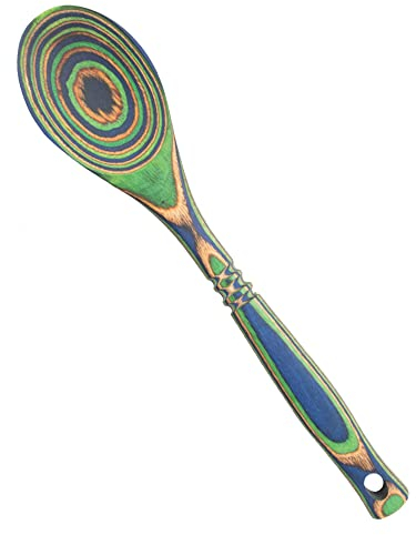Island Bamboo 12 Inch Pakkawood Spoon - Island Bamboo Pakkawood Utensils, Colorful Wooden Spoons, Utensils for Cooking, Mixing, & Measuring, Serve Pasta & Salad with Pakka Wood Kitchen Utensils