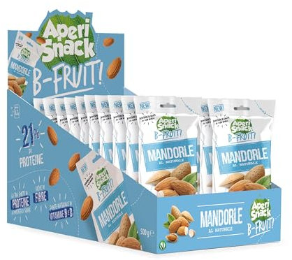 Aperisnack B-Fruit - APS02.004 Astuccio Slot Mandorle Naturali, Frutta Secca 100% Naturale - 20 Pacchetti Monodose da 25 g