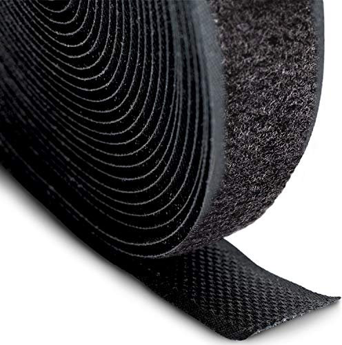 FrogJim 5m Flauschband zum Nähen und Basteln schwarz 20mm breit - 5 m Rolle Klettband nur Flausch 20 mm nicht klebend KRNSL5
