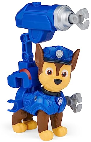 Paw Patrol, Movie Collectible Chase Action Figure with Clip-on Backpack and 2 Projectiles, Kids' Toys for Ages 3 and up
