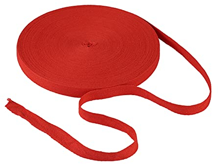 Craftdady Köperband aus Baumwolle, 45 m lang, 16 mm breit, rotes Twillband mit Fischgrätenmuster, Schrägband, zum Nähen, Stricken und Basteln, für Kunsthandwerk, Geschenkverpackungen