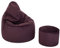 Loft 25 Capriccio Velvet Sitzsack Sessel| Samtweicher Premium Indoor Sitzsack für das Wohnzimmer | Ergonomisches Design zur Unterstützung der Körperhaltung (Sitzsack + Fußhocker, Aubergine)