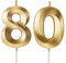 80. Geburtstag Kerzen Zahlen für Kuchen Kerze Happy Eightieth Birthday 3D Designed Hochzeitstag Party Cake Topper Dekorationen (80, Gold)