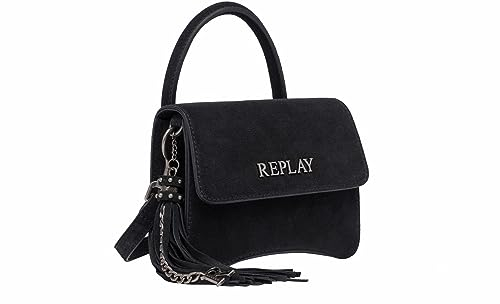 Replay Damen Handtasche Klein aus Veloursleder, Black 098 (Schwarz), Onesize