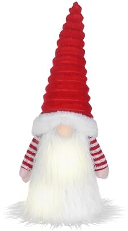 Valery Madelyn Christmas Tree Topper Decorations,Nodic Gnome with 17 inch Red and White Santa Tree Top Star, with 3 Warm LED Lights, Timer Battery Box (Batteries Not Included),Perfect for gift