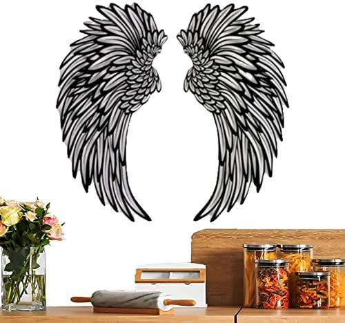 komsoup Engelsflügel Für Wand - Metall-Engelsflügel Wanddekoration Mit Lichtern, Engelsflügel Wandskulptur, Engelsflügel Wandskulptur Deko Für Wohnzimmer, Schlafzimmer, Arbeitszimmer, Garten