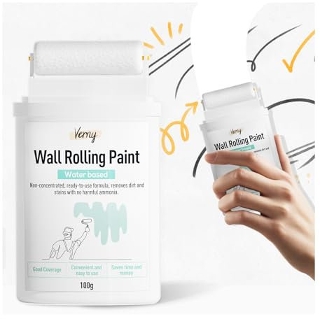 VERNY Outil de peinture murale portable – pour un nettoyage sans effort et des murs immaculés, petit pinceau rouleau, à base d'eau, faible teneur en COV et non toxique, prêt à l'emploi, améliore