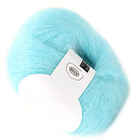 Mjuk mohair ull för stickning och virkning – flerfärgad Angora garn för kläder, halsdukar, tröjor, hattar (07 vattenblå)