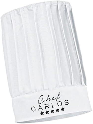 Gorro de Chef Personalizado con Nombre Ideal para Cocineros, Ajuste con Velcro (Blanco)