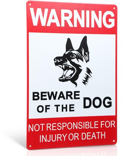 Photect Cartel Cuidado con el Perro de Chapa Señal Beware of Dog de 20 x 30 cm Cartel Perro Peligroso Inoxidable, Resistente al Clima para Exteriores Cerca Puerta o Portón (Estilo de Patrón)
