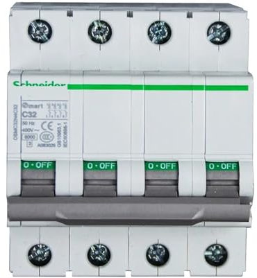 RWRAPS Magnetotermico Disyuntor Miniatura C32N 4P D Tipo 16A 20A 4 Polos Interruptor de Aire OSMC32N4D(20A)