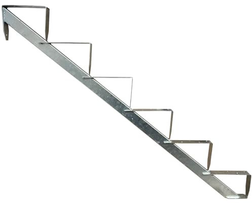 1 escalera de madera con 6 peldaños, altura 110 cm, galvanizado