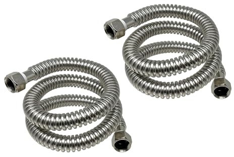PROCURU Lot de 2 connecteurs flexibles pour chauffe-eau en acier inoxydable 1,9 cm FIP x 121,9 cm (1,2 m), certifié sûr (6WAA48-2P)