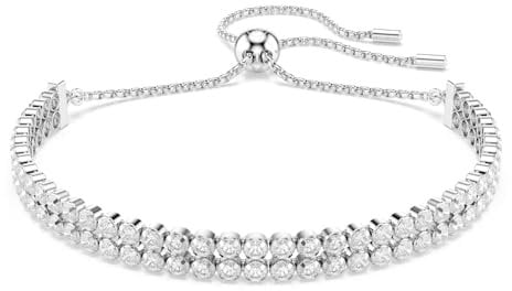 Swarovski Matrix Tennis Armband, Rundschliff, Weiß, Rhodiniert