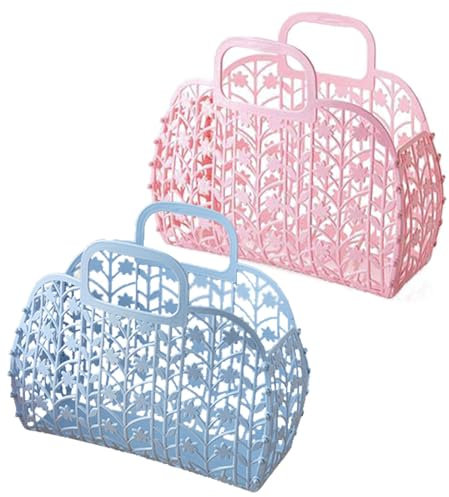 2X Girl -Geldbeutel Plastik -Jelly -Tasche Jelly Bags Für Damen Geschenkkorb Mit Griff Jelly Beach Bag Gelee-Geldbörse Gelee-Einkaufstasche - Abnehmbare Mehrzweck-Strandtasche Tragbare Tragetasche