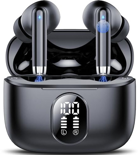 Cuffie Bluetooth 5.4, 2025 Nuovo Auricolari Bluetooth Hi-Fi Stereo con 4 ENC Mics, 40 Ore Mini Cuffie Wireless Cancellazione Rumore Cuffiette Bluetooth, Cuffie Senza Filo Impermeabili per Android/iOS