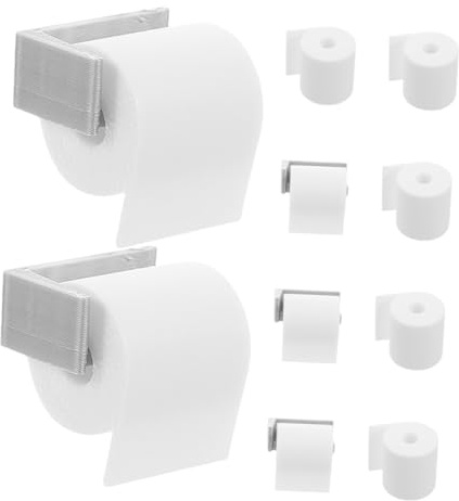 POPETPOP Dollhouse Miniature Toilet Paper Rolls and Large Roll Holder Set for 1:12 Scale Dollhouse Accessories Fun Mini Toilet Tissue Dispensers Suitable for Decoration and Collectors 10 Pieces