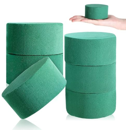 6 Pcs Wet & Dry Floral Foam Round 8x4cm, Florist Foam Blocks, Florist Sponges, Flower Arranging Foams for Artificial Flowers Fresh Flower Arranging Accessories Floristry Supplies Wedding Decoration