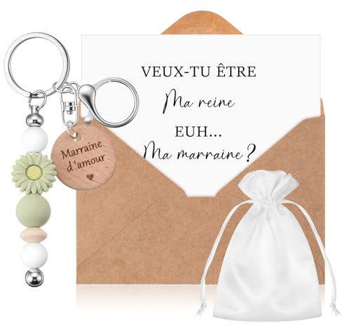 Hestya Cadeau Demande Marraine Cadeau Annonce Grossesse Tata | Veux-Tu Être Ma Marraine, Tu Vas Être Tata, Porte-Clés, Carte Annonce avec Enveloppe, Cadeau Marraine pour Noël, Baptême
