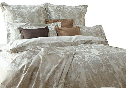 Curt Bauer Mako Brokat Damast Bettwäsche Louis XIV Größe 140x200+70x90 cm Farbe Altsilber